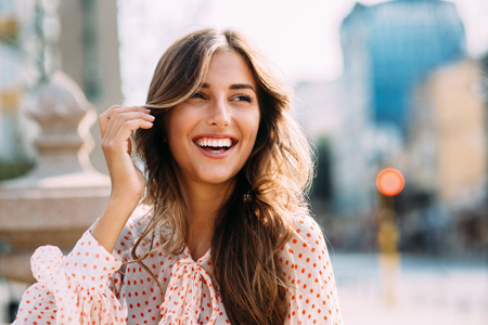 healthy woman with strong immune system