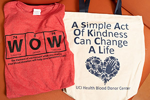 Gifts for donors to the UCI Health blood donation center