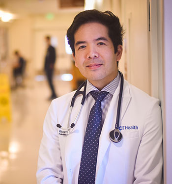UCI Health pulmonologist Dr. Richard Lee, who is conducting a clinical trial for a drug that shows promise in treating COVID-19 patients with acute respiratory distress.