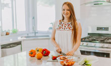 spine surgery patient talia ryan cooking at home