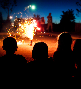 Children watching fireworks 