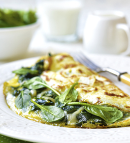 Spinach and Swiss cheese omelet