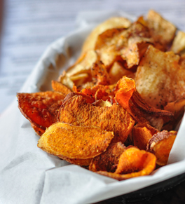 sweet potato chips for super bowl party nachos