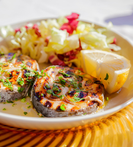 swordfish steaks and lemons