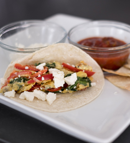 healthy high protein feta spinach breakfast tacos