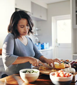 woman preparing healthy foods