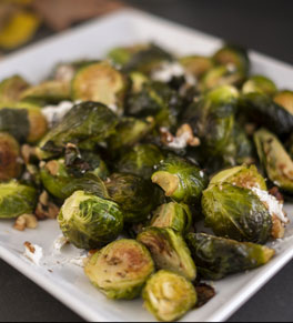 Brussels sprouts with goat cheese and walnuts