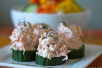 salmon bites with vegetables