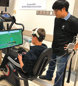 young boy participating in exercise research study