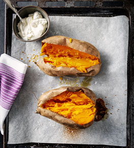 two twice-baked sweet potatoes