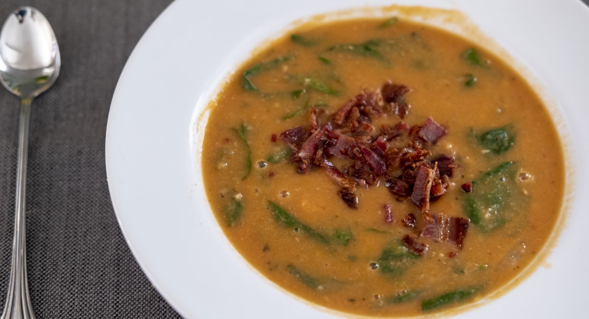 Great northern bean, bacon and spinach soup UCI Health Orange