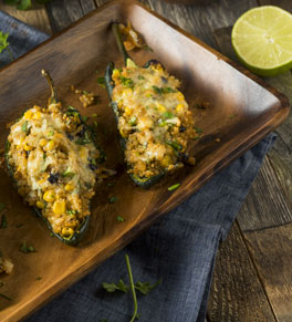 vegetarian quinoa stuffed chili relleno poblano peppers