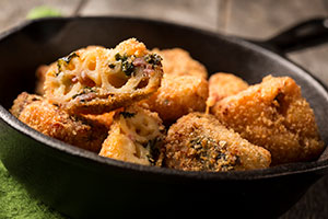 spinach, squash, macaroni and cheese bites