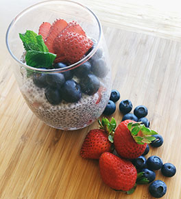 Chia fruit pudding makes a delicious low-carb breakfast or snack