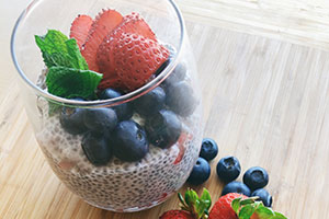 Chia fruit pudding makes a delicious low-carb breakfast or snack