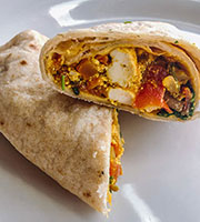 Tofu or egg breakfast burrito