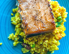 Miso Salmon With Fried Cauliflower Rice