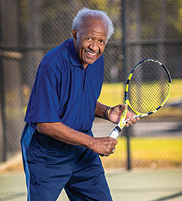 Retired university president Horace Mitchell, PhD, is back on the tennis court after treatment for a brain bleed at UCI Health, the first in the national to use a new device to remove clots.i