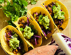 Smoky lentil and sweet potato tacos