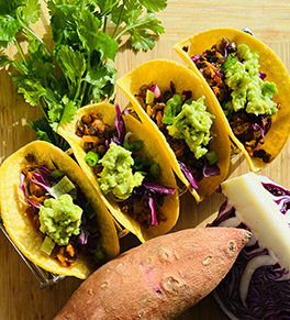 Heart healthy smoky lentil and sweet-potato tacos