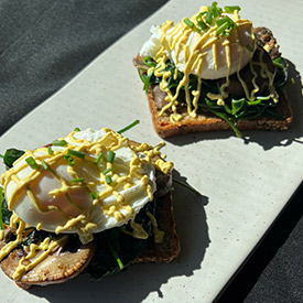 spinach-mushroom poached egg toast