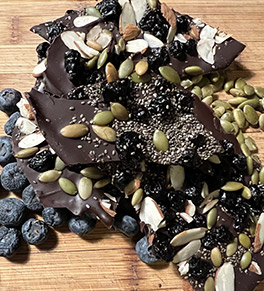 Dark chocolate blueberry bark