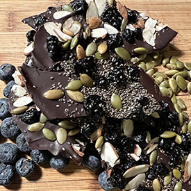 Dark chocolate blueberry bark