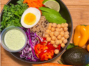Taste the rainbow with this bowl of fresh vegetables.