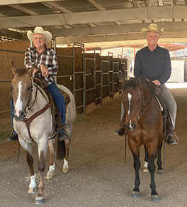 Anaheim Hills Saddle Club founder Andrew Edwards gets ready to ride with his prostate cancer surgeon Dr. Thomas Ahlering.