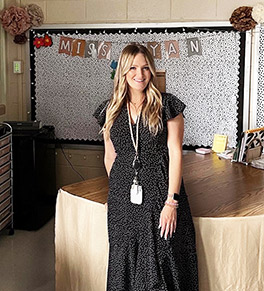 Talia Ryan is able to teach fourth graders in this classroom thanks to spine surgery at UCI Health.