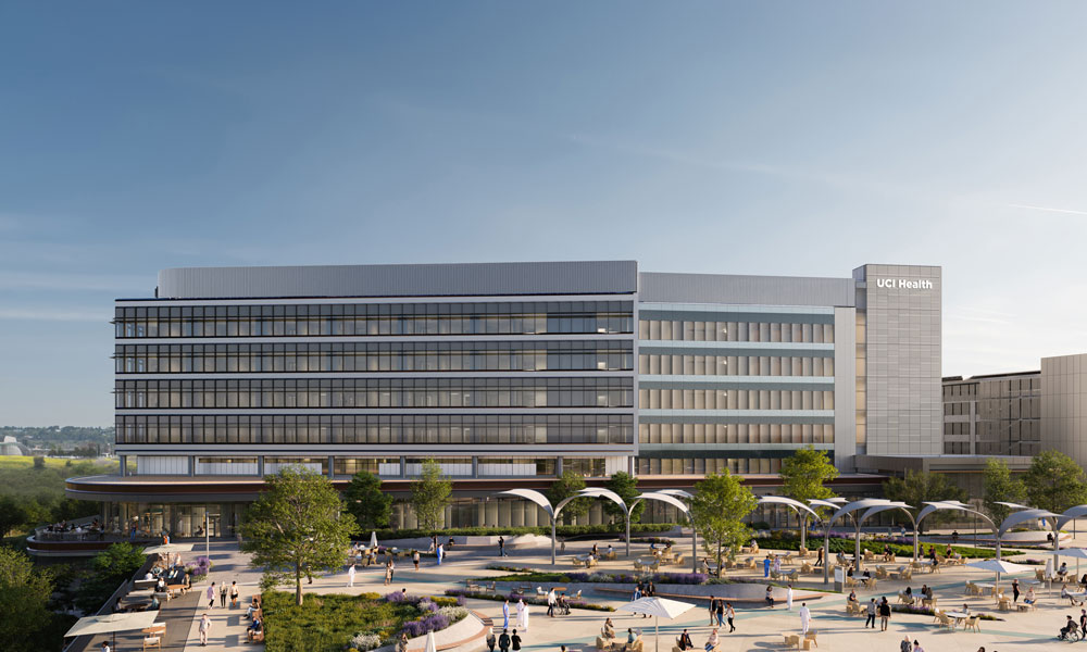 daytime rendering of the nation's first all-electric acute care hospital uci health irvine, opening december 2025