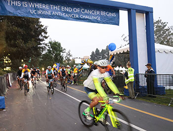 Prostate cancer survivor Patrick Johnson rides to raise funds for cancer research at the UC Irvine Anti-Cancer Challenge in October 2024.
