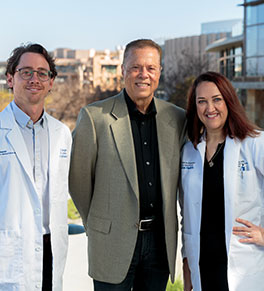 Dr. Samuel Spiegel, left, and Dr. Marjan Farid, right, teamed up to treat Bill Rowcliffe, center, whose vision was threatened by shingles.