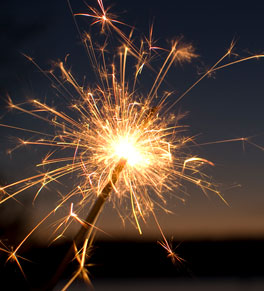 picture of a sparkler firework at dusk