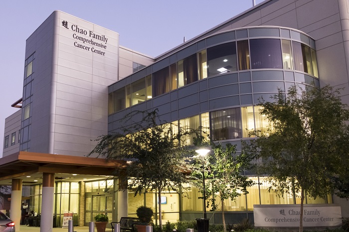 Exterior of the UCI Health Chao Family Comprehensive Cancer in Orange.