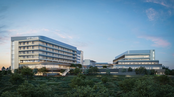 An exterior rendering of the UCI Health — Irvine medical campus
