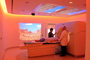 The Ambient Experience suite at UC Irvine's Chao Family Comprehensive Cancer Center is designed to reduce anxiety and minimize discomfort for patients undergoing CT scanning.