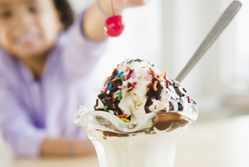 Child with an ice cream sundae