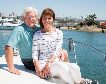 Debra Baker, with husband Greg, on their son's boat