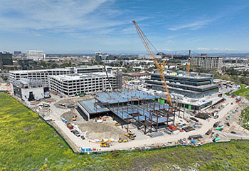 aerial view of the new uci health irvine medical campus in irvine california, now under construction