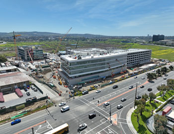 aerial view of the uci health irvine academic health system campus looking north toward the san joaquin marsh reserve