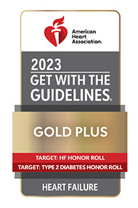 American Heart Association 2023 Gold Plus 'Get With the Guidlines' badge for excellence in heart failure care