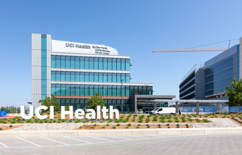exterior shot of the chao family comprehensive cancer center and ambulatory care building at uci health irvine