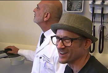 Musician Jason Freese, right, recounts Dr. Ali Mahtabifard, at left, reassuring him that his lung tumor would be gone and he'd be touring with Green Day again in no time.
