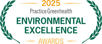  2025 practice greenhealth environmental excellence awards logo with olive branches framing