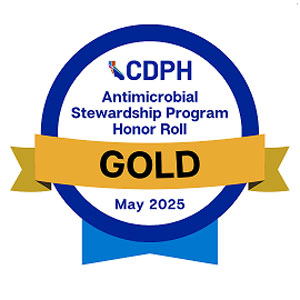 gold award for the cdph antimicrobial stewardship program honor roll award may 2025 uci medical center again earned the highest honor