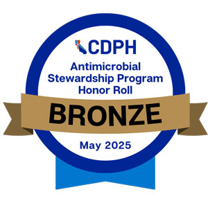 california department of public health antimicrobial bronze award badge for uci health fountain valley