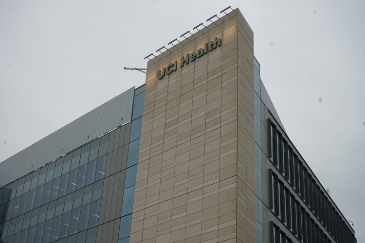 exterior of uci health irvine acute care hospital during community event