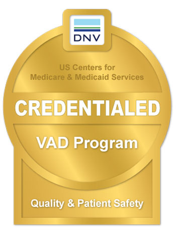 gold logo showing that the UCI Health VAD program is credentialed by DNV Healthcare