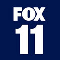 fox 11 los angeles logo with blue background and white lettering